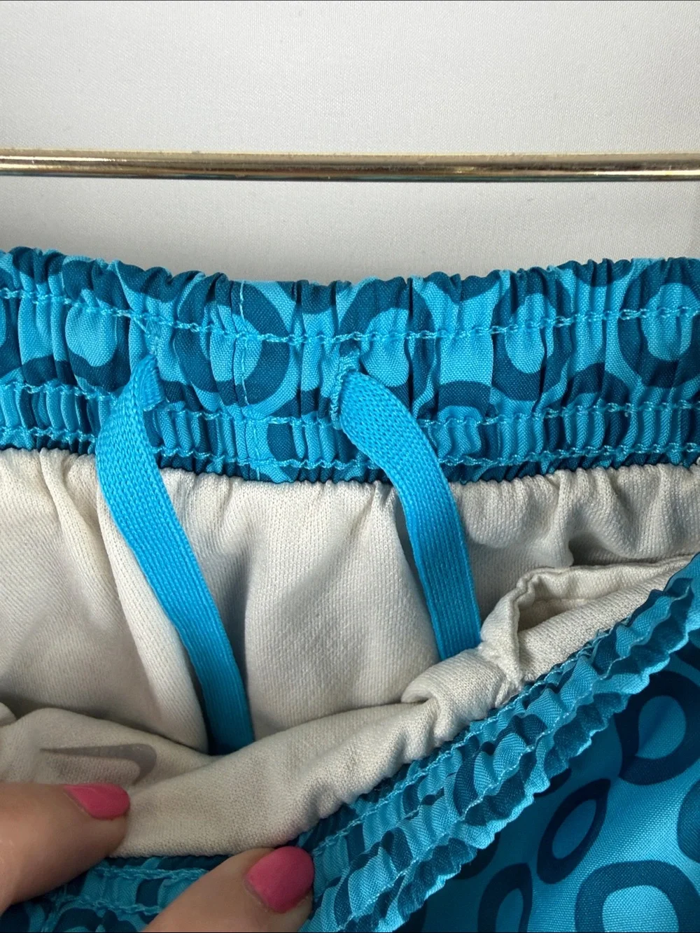Nike Women’s Teal Circle-Print Athletic Shorts with MaroonTrim